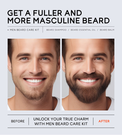 Men's Beard Care 3-Piece Set – Shampoo, Oil & Balm