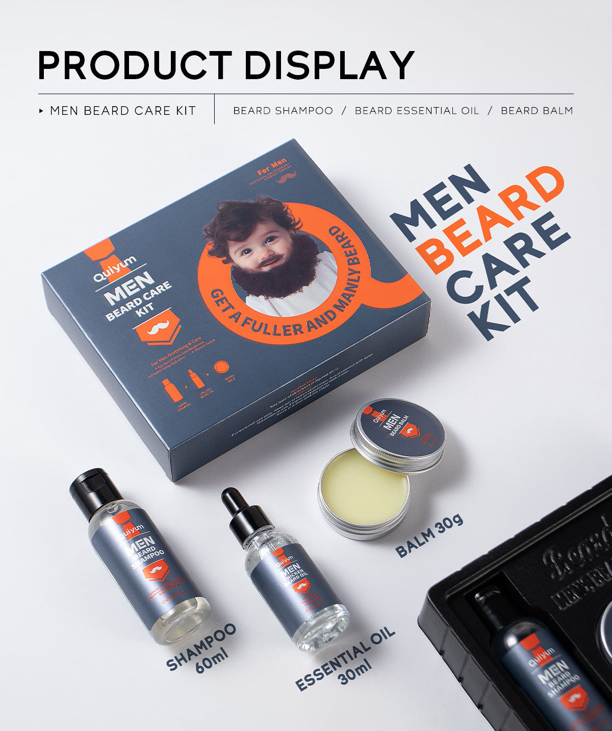 Men's Beard Care 3-Piece Set – Shampoo, Oil & Balm